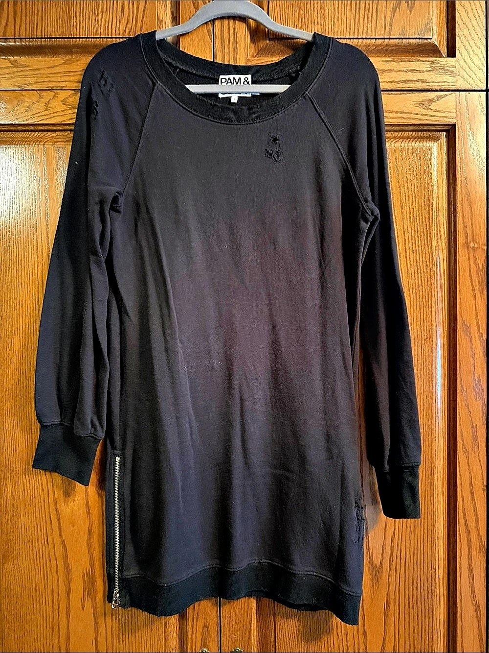 PAM & GELA Black Long Sleeve Top Size Small